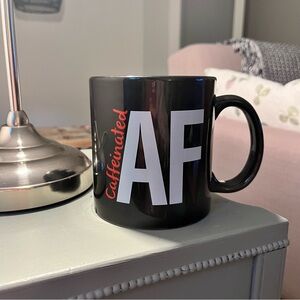 “Caffeinated AF” logo Black + White Coffee Mug 24 oz Oversized